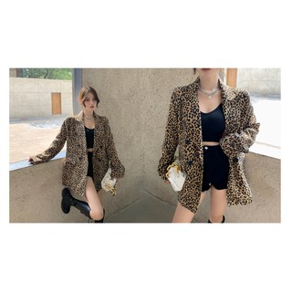 👗👗Áo Khoác Dáng Rộng In Họa Tiết Da Báo Phong Cách Anh Quốc Sang Trọng