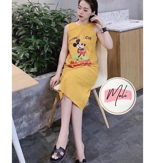 váy suông in hình mickey chất cotton 2 màu
