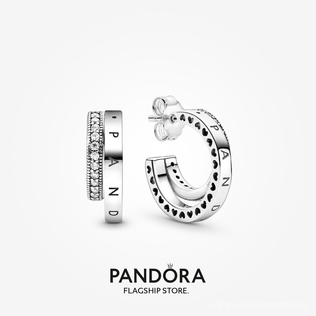 Bông Tai Vòng Đôi Pandora pavé