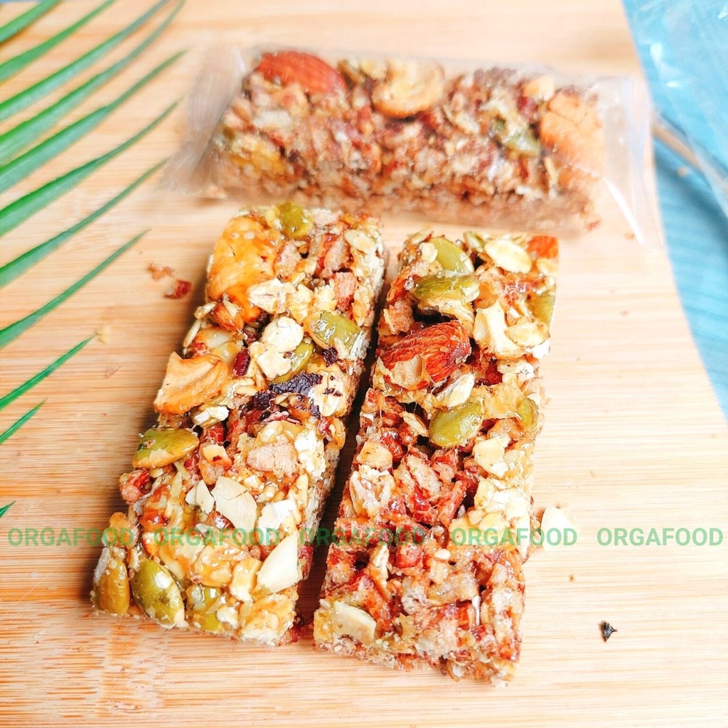 Thanh gạo lứt ngũ cốc, hạt dinh dưỡng GRANOLA BAR, 8 thanh (~200g), không đường, ăn vặt giảm cân, một thanh là no