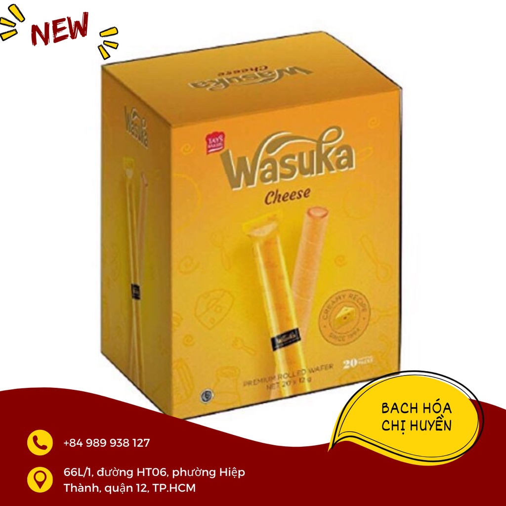 Bánh quế vị socola / phô mai / capuchino / vani / dâu Wasuka hộp 240g