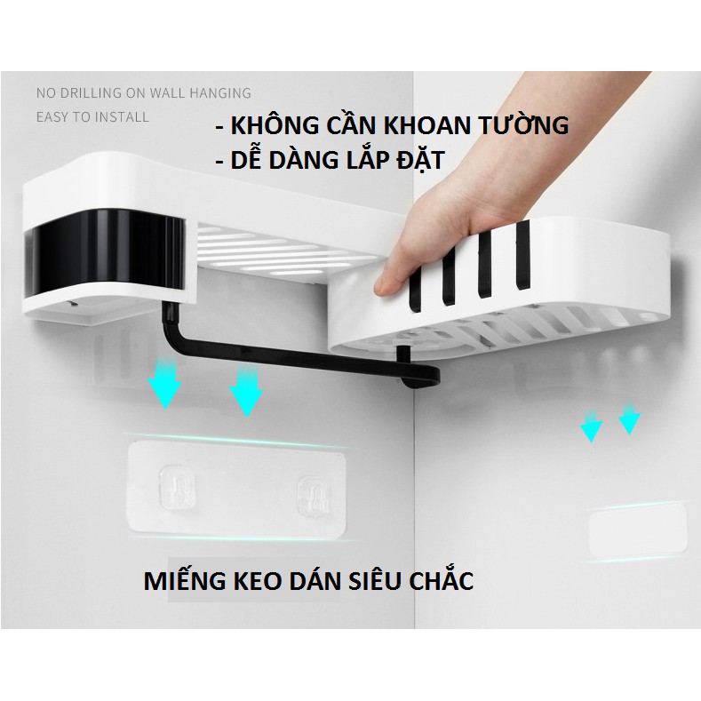 Kệ để đồ nhà tắm xoay 180 2 tầng màu trắng sang trọng, siêu chắc chắn, tiện dụng