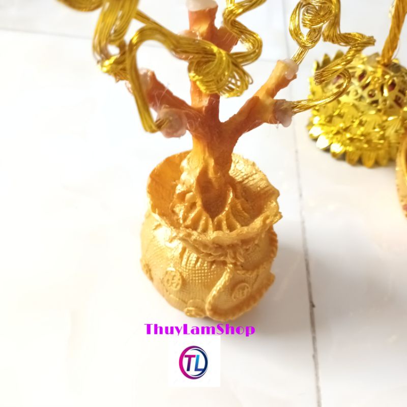 Gốc cây túi tiền đế đúc 15 nhánh làm cây cành vàng lá ngọc