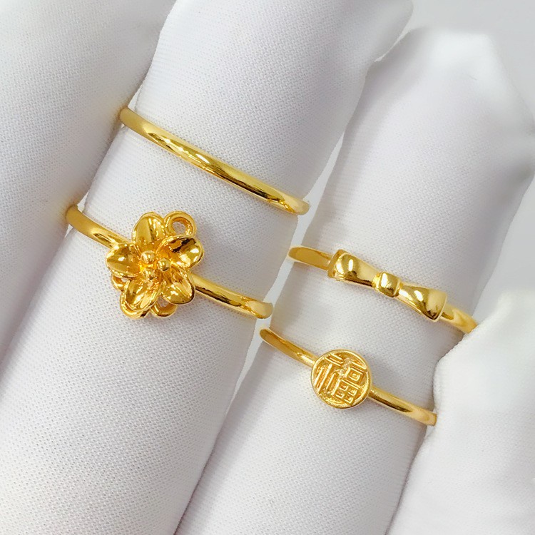 Nhẫn Mạ Vàng 18k Hình Hoa Nhỏ Xinh Xắn 18k Au750