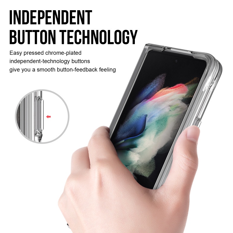 Ốp Điện Thoại Cứng Trong Suốt Chống Rơi Có Thể Gấp Gọn Cho Samsung Galaxy Z Fold 3 5G