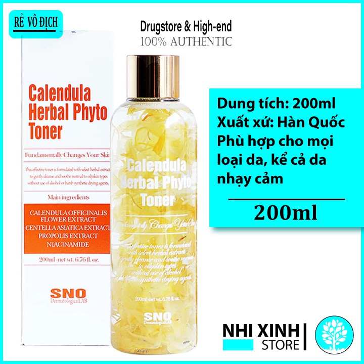 Nước Hoa Cúc Chứa Cánh Hoa Tươi SNO Calendula Herbal Phyto Toner