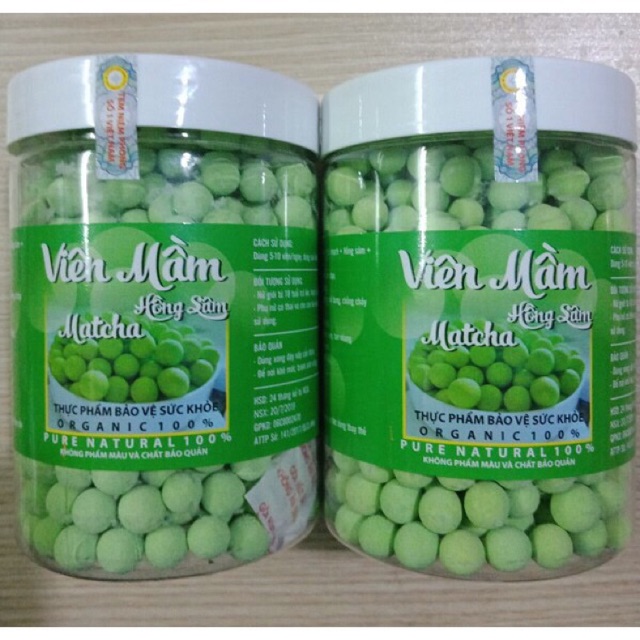 1 hộp 500gr Viên mầm Hồng sâm matcha handmade