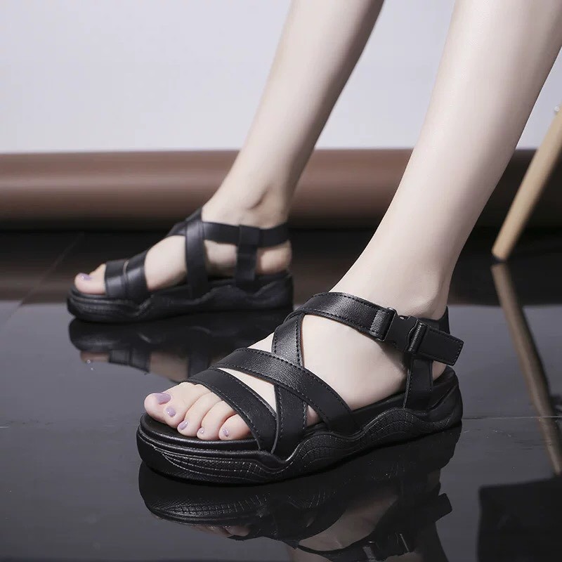 Giày sandal đế bằng quai chéo mùa hè cao cấp - TT37