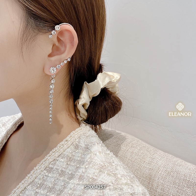 Bông tai nữ gắn vành đính đá Eleanor Accessories dáng dài phụ kiện trang sức sang chảnh ( một chiếc )
