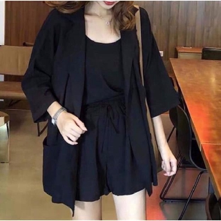 Video và ảnh thật - Set áo vest quần short kèm áo hai dây