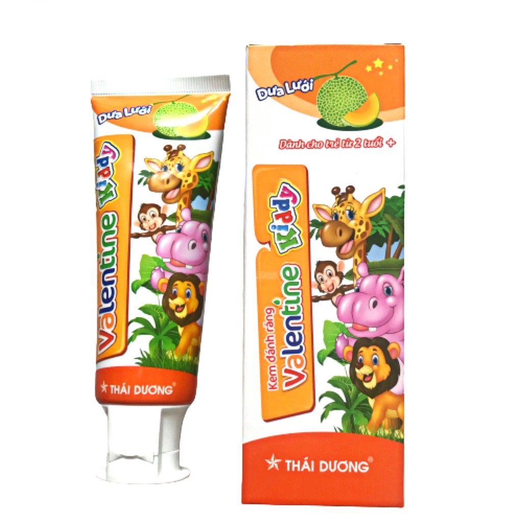 [Chính hãng] Kem Đánh Răng Valentine Kiddy Dưa Lưới Cho Bé từ 2 Tuổi - Tuýp 50g