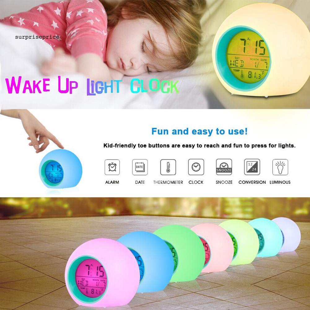 Đồng Hồ Báo Thức Có Đèn LED Hình Tròn Hiển Thị Nhiệt Độ