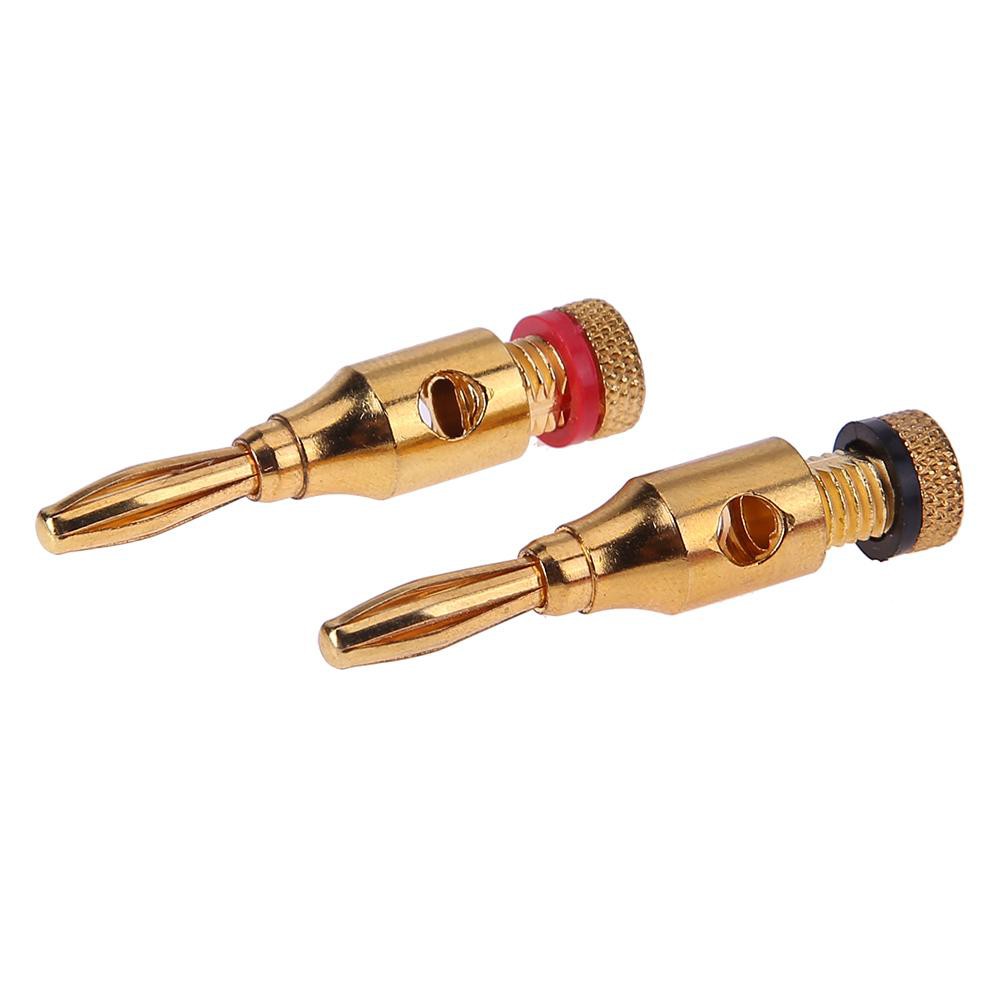 2pcs Mini Gold-plated Plugs Musical Audio Speaker Cable Wire Connectors Gadget