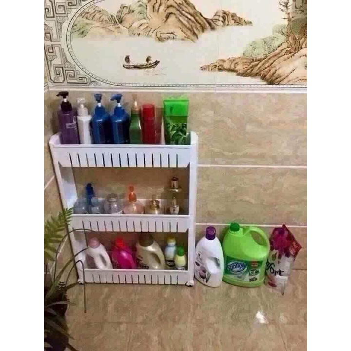 Kệ Để Chai Lọ 3 Tầng Có Bánh Xe