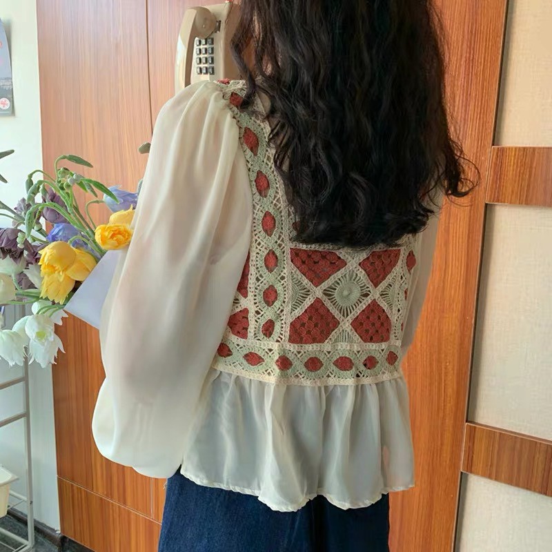 [Mã WASKT304 giảm 15% tối đa 30K đơn 99K] [HÀNG ĐẸP] SƠ MI phối len đan Ulzzang vintage tiểu thư - SM09 - jannahouse