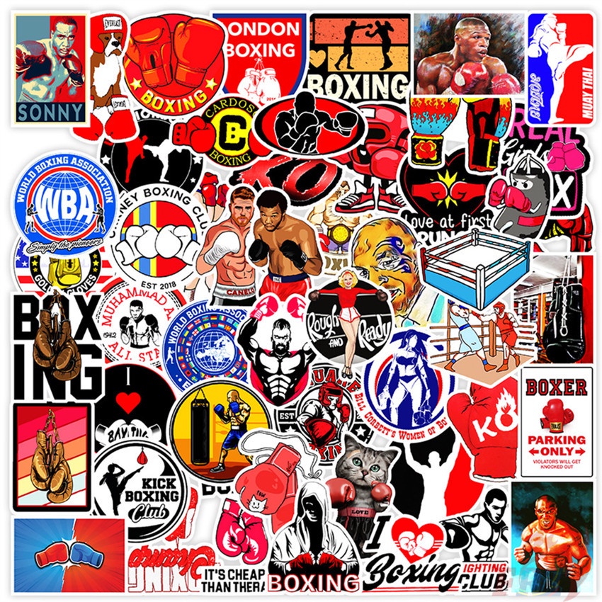 Bộ 50 Cái ☆ Nhãn Dán Wga Boxing Series 01 ☆ Sticker Dán Tường Chống Thấm Nước Thời Trang