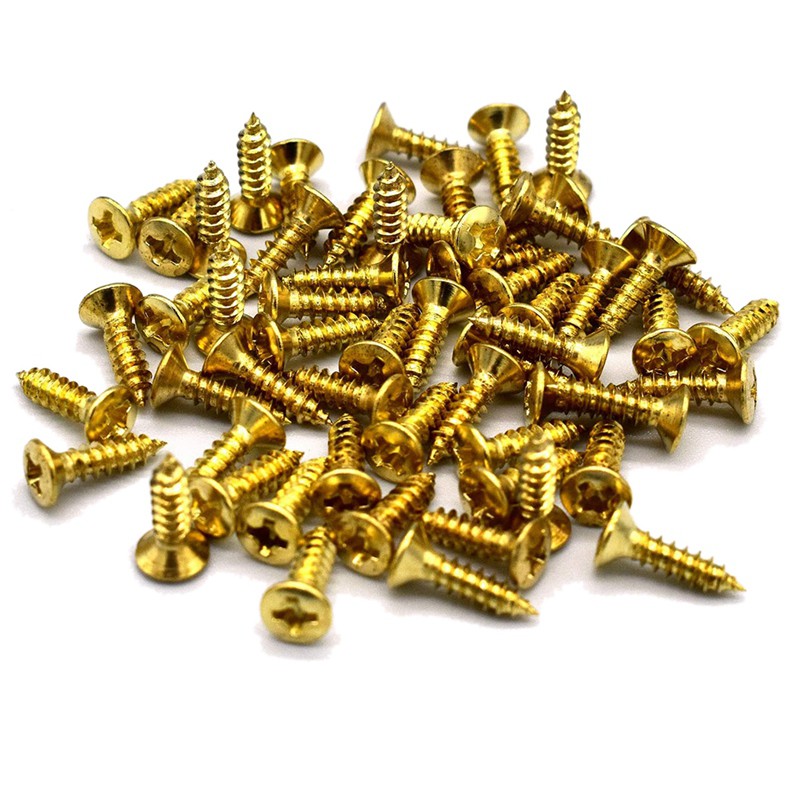 High Quality 100 Pcs Guitar & Bass Pickguard Screws for Strat & Tele,Gold