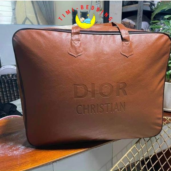 Chăn lông thỏ DIOR chính hãng, nhập khẩu túi da xịn nặng 4.5kg, kích thước 2x2,3m - Timibedding