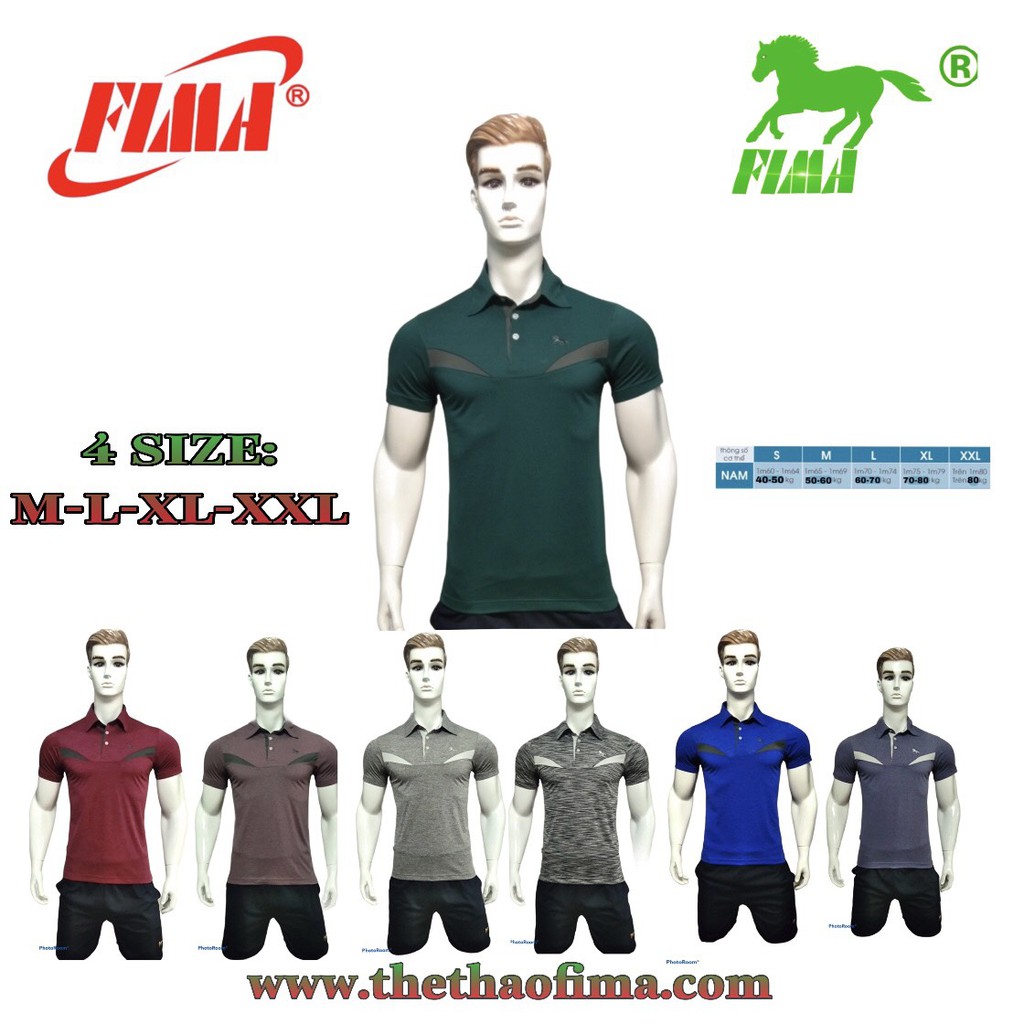Áo Thun Nam Thể Thao FIMA FS003, Chất Thun Lạnh, Mát mịn, Co Giãn và thấm hút mùi hôi tốt, Logo CON NGỰA/FIMA
