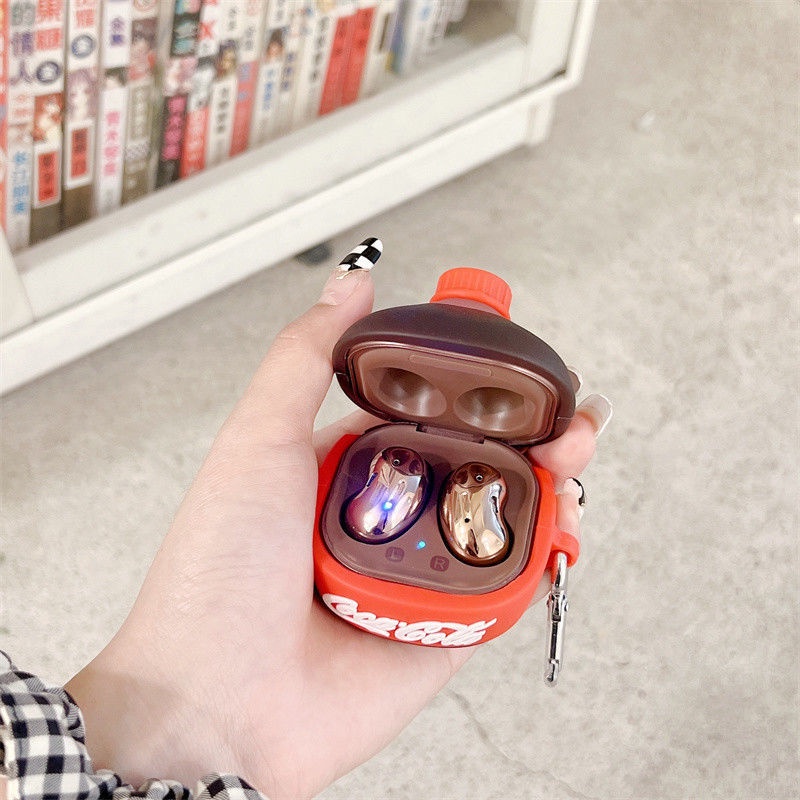 Vỏ Bảo Vệ Hộp Sạc Tai nghe không dây Samsung Galaxy Buds 2 Bằng Chất Liệu Mềm Chống Sốc Chống Rơi Kèm Móc Hình Coca-cola Dễ Thương