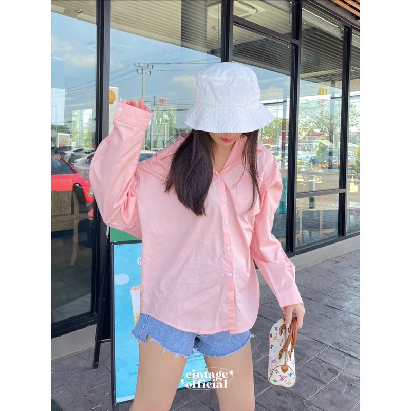 Áo Sơ Mi Trơn Tay Dài Có Túi Thời Trang 18 Cho Nữ