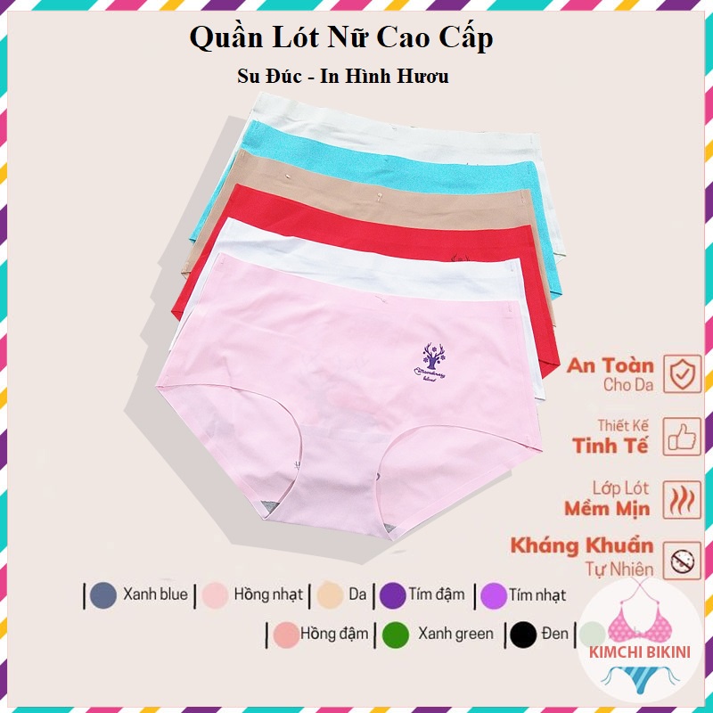 Quần lót nữ cao cấp thun lạnh cotton trơn đúc su không viền sexy in hình hươu KIMCHIBIKINI QL173