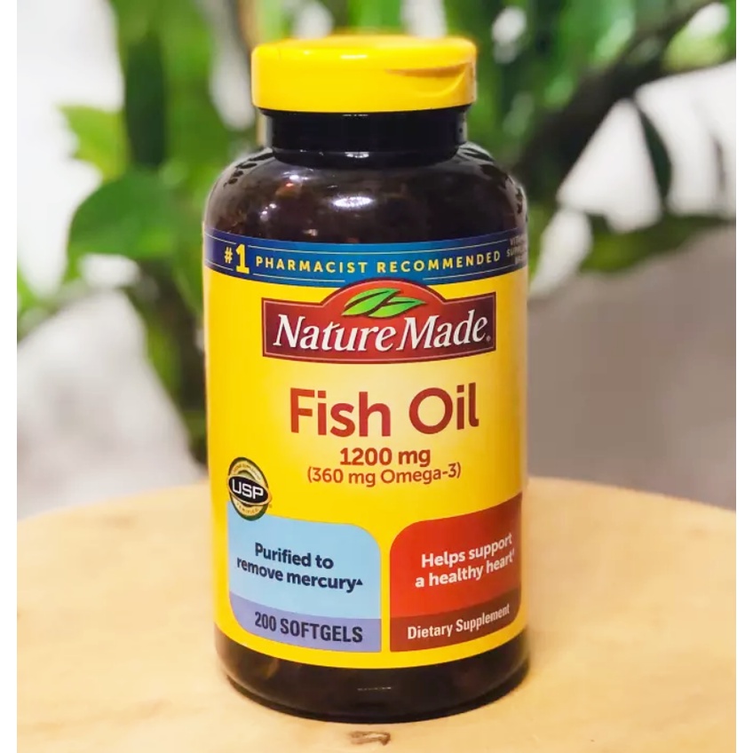 Thực phẩm chức năng Dầu Cá Nature Made Fish Oil 1200mg Omega 3 Hộp 200 Viên Của Mỹ
