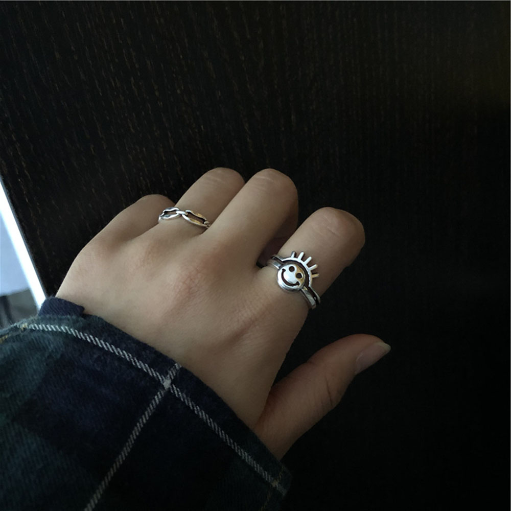 Nhẫn kim loại kiểu hở phong cách Punk trẻ trung năng động dành cho nam/nữ