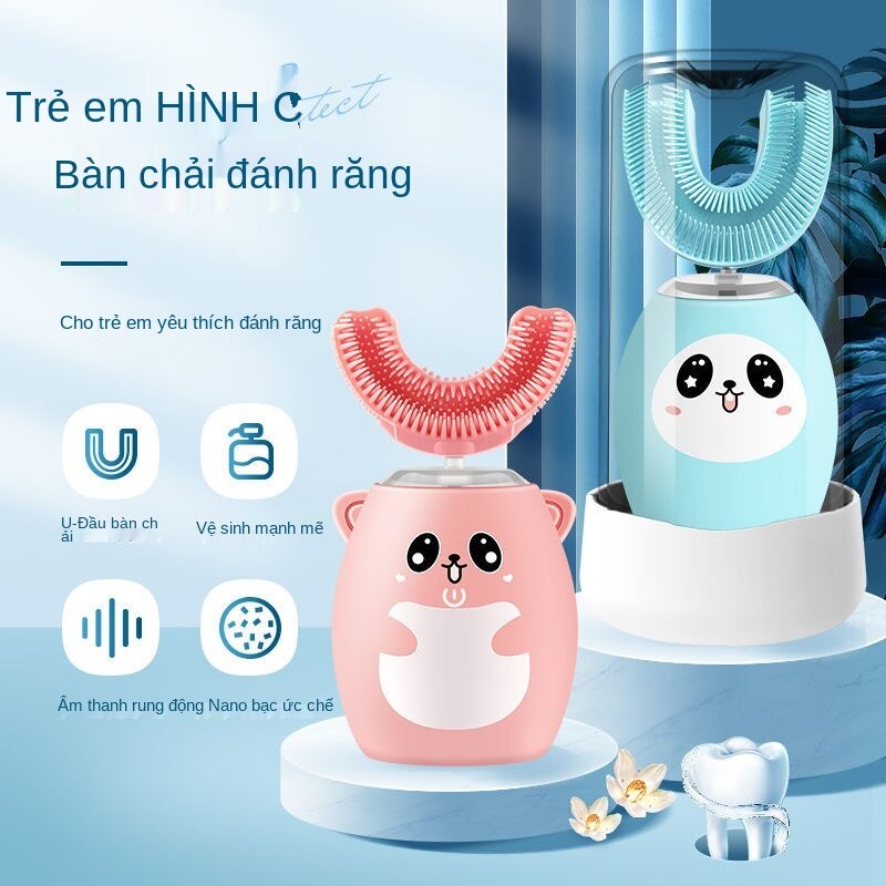 (Hàng Mới Về) Bàn Chải Đánh Răng Điện Hình Chữ U Mềm Mại Chống Thấm Nước Cho Bé