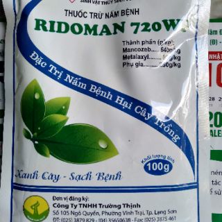 Trừ nấm bệnh hại cho cây trồng RIDOMAN 720WP (100g)
