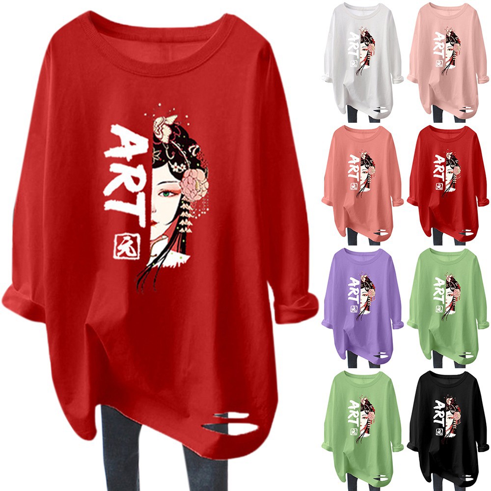 Áo Thun Nữ Dài Tay Kiểu Hàn Quốc Cổ Điển Size M-5Xl