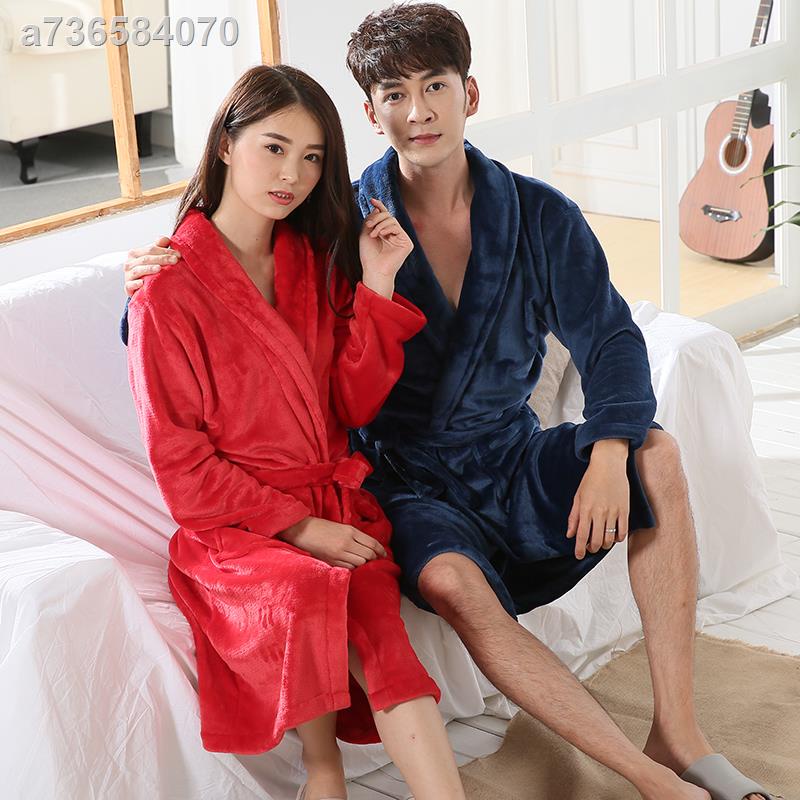 ▽Áo choàng ngủ tay dài chất nỉ dày dặn giữ ấm cho cặp đôi | BigBuy360 - bigbuy360.vn