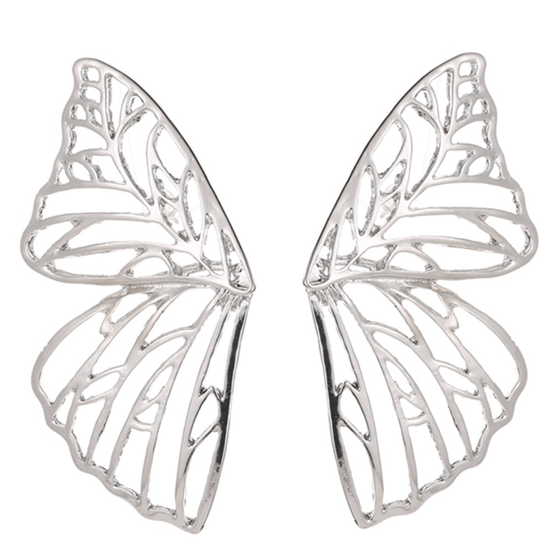 Bông tai hình cánh bướm bằng kim loại màu vàng / bạc