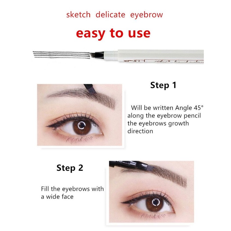 Bút Kẻ Lông Mày Dạng Phẩy Sợi Chống Thấm Nước Màu Đen/Nâu Tự Nhiên