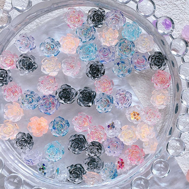 Set 50 Hoa Hồng Đính Trang Trí Móng Tay Nghệ Thuật DIY Bằng Nhựa Resin Mới Năm 2022