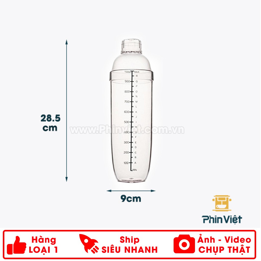 [Giá rẻ nhất - giảm 10%] Bình lắc shaker nhựa có vạch - Dụng cụ pha chế