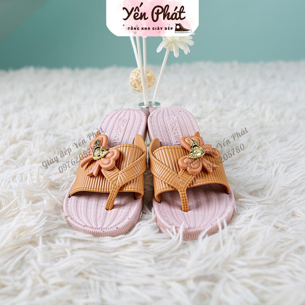 Dép Kẹp Cho Bé Gái Quai Nơ Đế Cói Chống Trơn Trượt Form Chuẩn