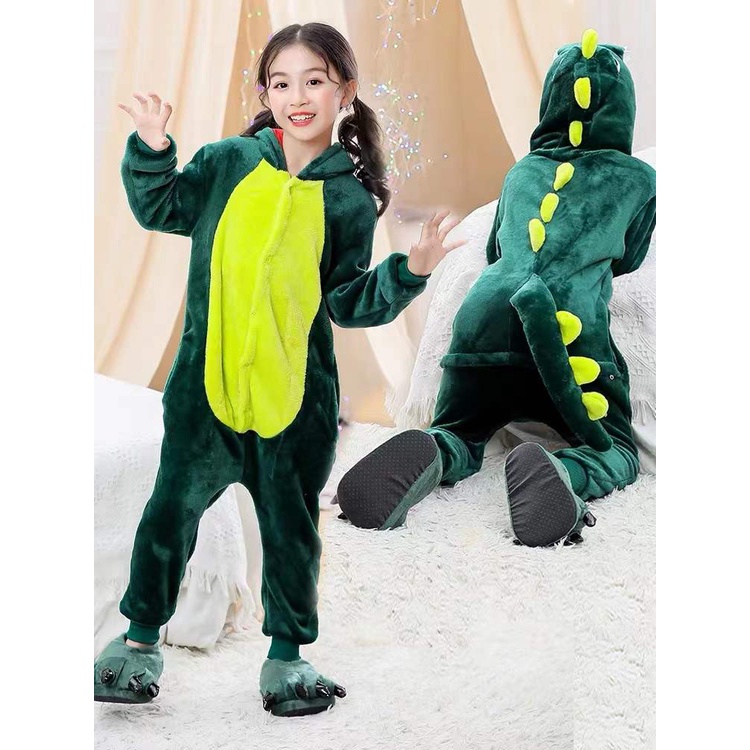 Bộ Đồ Ngủ Liền Thân Hóa Trang Khủng Long Hoạt Hình Dành Cho Bé