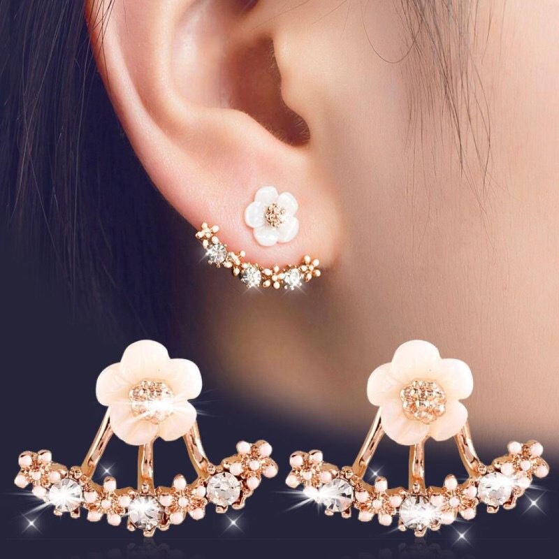 Khuyên tai hình cành hoa vỏ sò đính ngọc trai đơn giản thời trang dành cho nữ