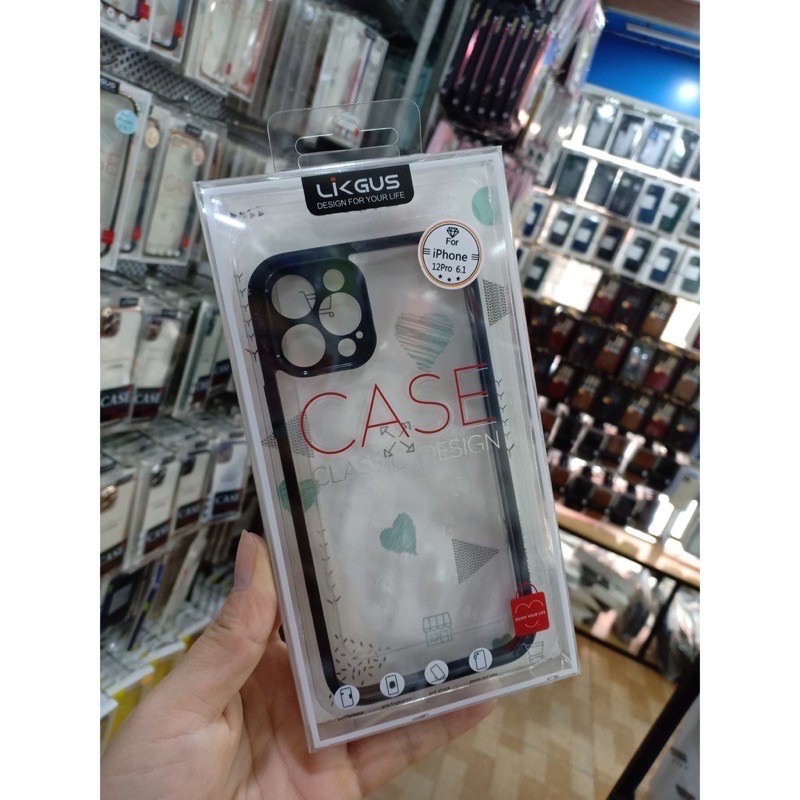 Ốp lưng Likgus viền màu bảo vệ camera cho iPhone 12 Pro, 12 Pro Max lưng trong cứng không ố màu siêu đẹp
