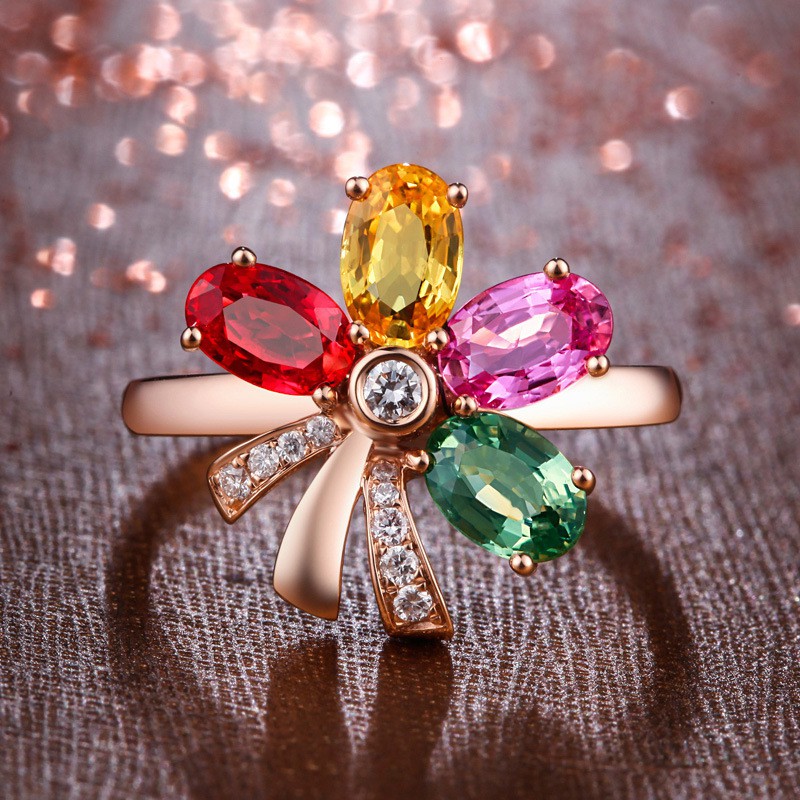 Nhẫn bạc 925 mạ vàng 18K đính hạt đá kim cương thời trang dành cho nữ R993