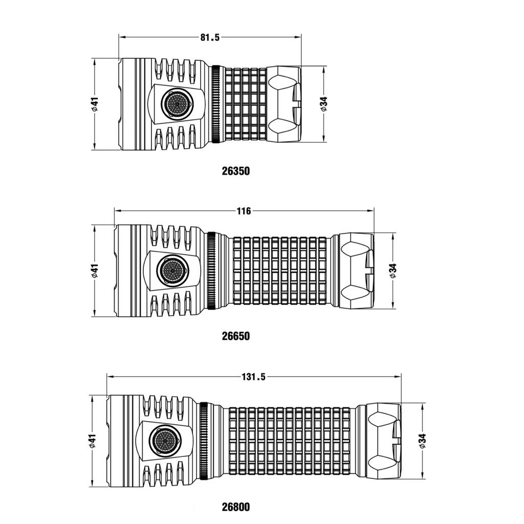 [K93] Ống dài 26800 dành cho đèn pin Astrolux EA01 EA02 EA01S FT02S MT-Y1, MT01, MT04, TK04