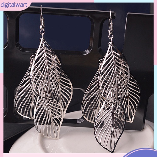 Khuyên tai hình 4 chiếc lá xếp chồng độc đáo cho nữ