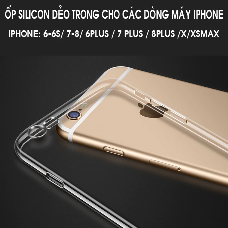 ỐP IPHONE SILICON DẺO TRONG HÀNG LOẠI 1 ĐỦ MÃ : Iphone 6-6plus-7-8-7plus -8 plus -x-xs-xsmax