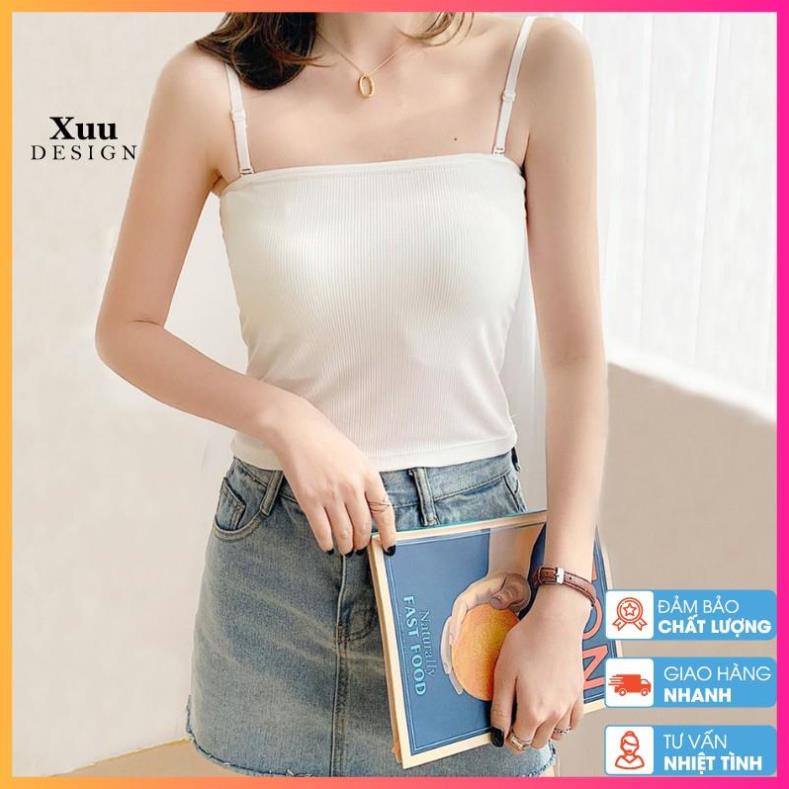Áo hai dây 💖Xuu Design💖 chất đẹp, Đủ size S M L, vải Thun Cotton co giãn tốt, dáng ôm, dây có chốt điều chỉnh - AD02