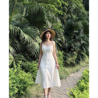 Đầm maxi 2 dây xếp li đi biển