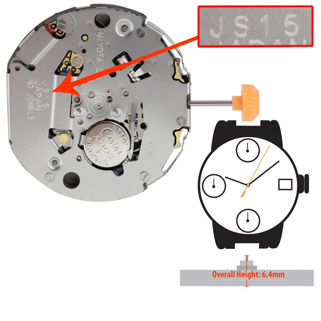 Máy đồng hồ miyota JS10, JS15, JS25, JS26 6 kim các loại