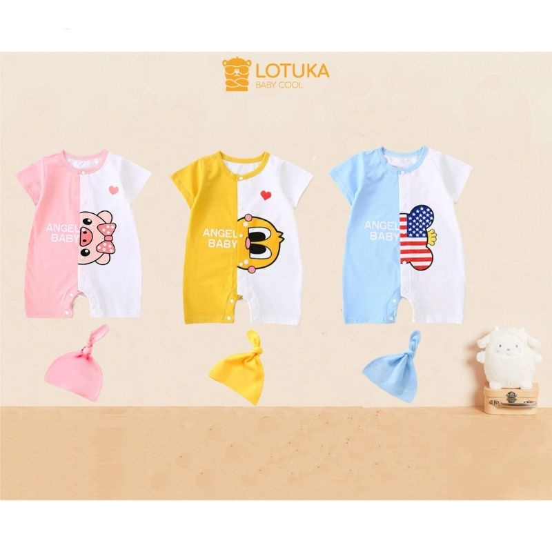 Bộ body Đùi Cộc Tay Lotuka Bé Trai Bé Gái Dễ Thương, Quần Áo Liền Thân Cho Bé Sơ Sinh Vải Cotton Mềm Mịn Size 3-12kg