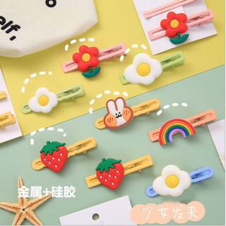 Kẹp tóc cầu vồng, trái cây, hình thú, kẹp tóc kem cho bé