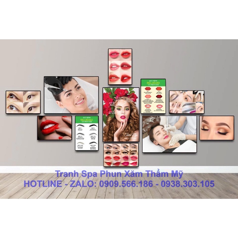 BỘ 11 KHUNG TRANH SPA - PHUN XĂM - NỐI MI SANG TRỌNG HIỆN ĐẠI CHO SPA THẨM MỸ VIỆN